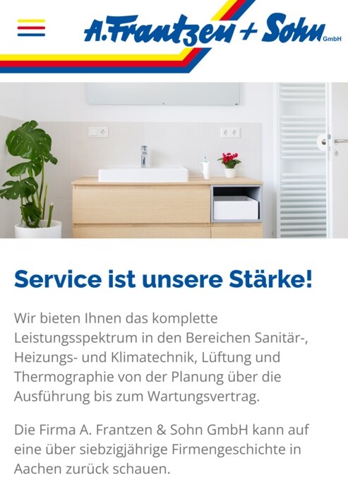 Mobile Website für A. Frantzen & Sohn GmbH in Aachen