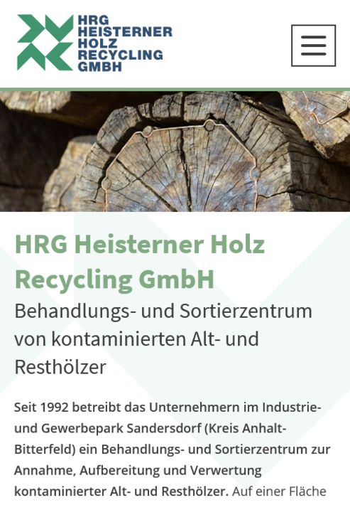 Responsive Webdesign für HRG Heisterner Holz Recycling GmbH