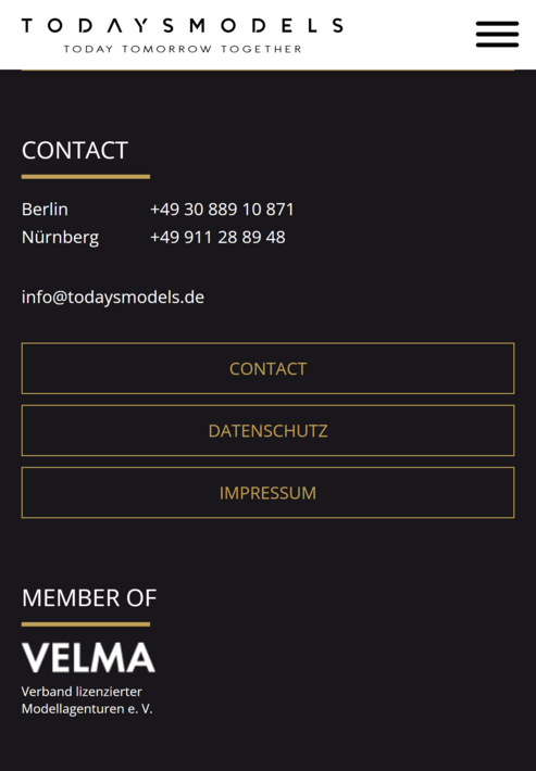 Mobile Website für TODAYSMODELS in Berlin