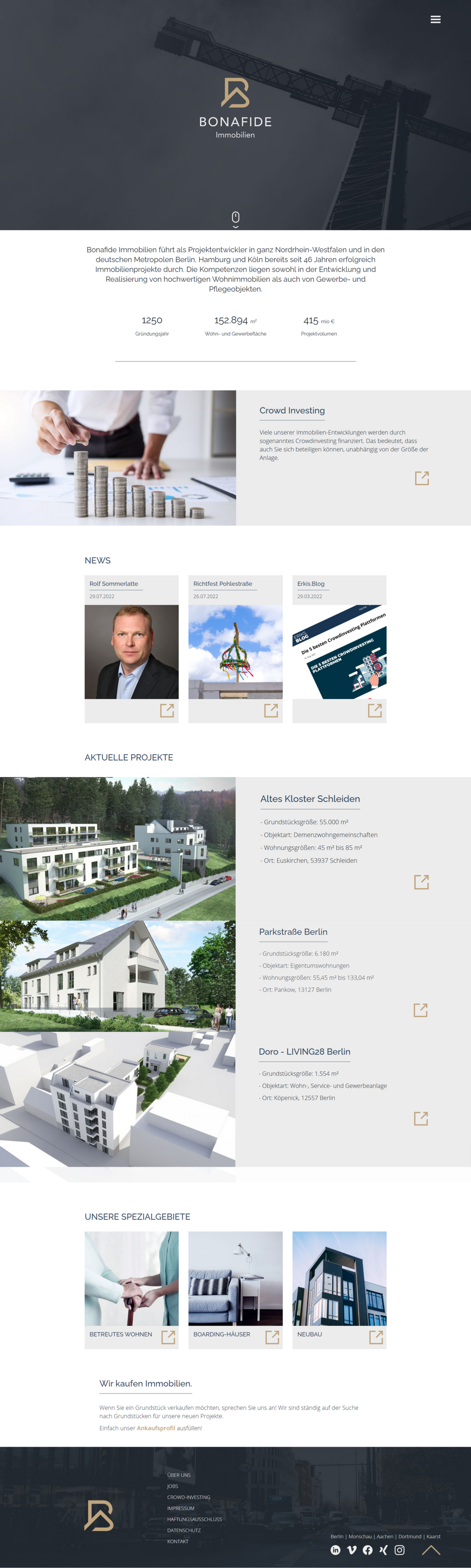 Webdesign für Bonafide Immobilien GmbH